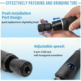 Daisleep Air Tire Repair and Polish Patch Kit with 2500 RPM tire Buffer, Inner Liner Scraper, Patch Roller, and Durable Buffing Wheel for Tire Maintenanc