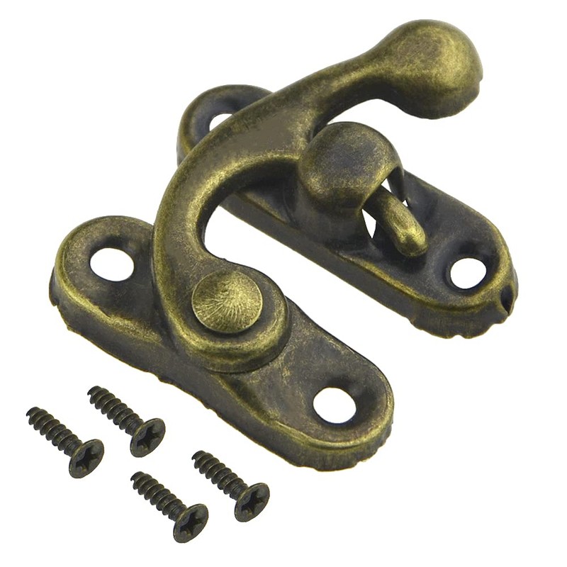WMYCONGCONG 90pcs Small Hinge Buckle Latches 60pcs and 27x32mm Antique