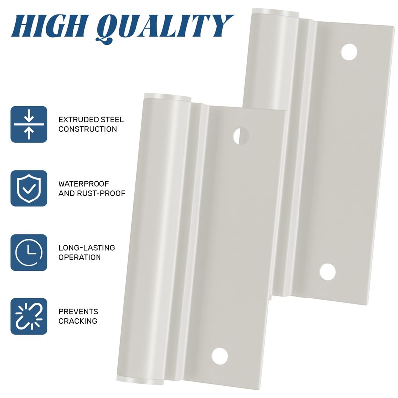 MorningRo 2 Sets White Screen Door Hinges Leaf Lower Aluminum