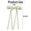 6Pcs Long Tail Silky Satin Hair Bows Hair Clip Olive