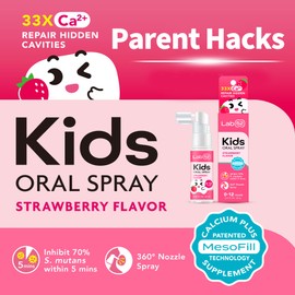 LAB52 Kids Oral Spray Duo Set, Toddler Toothpaste Helper for Cavity Repair and Fresh Breath, Children Anticavity with Fluoride Free for Newborn to Preschoolers, Xylitol (Strawberry & Peach)