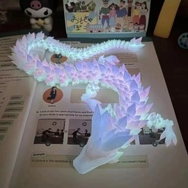 FOLANDO 3D Printed Dragon in Egg, Luminous 3D Dragons Eggs with Dragon inside Glow 3D Print Figurine Full Motion Flexible Joints Home Desk Office Decoration Ornament Gift (Luminous Rainbow)