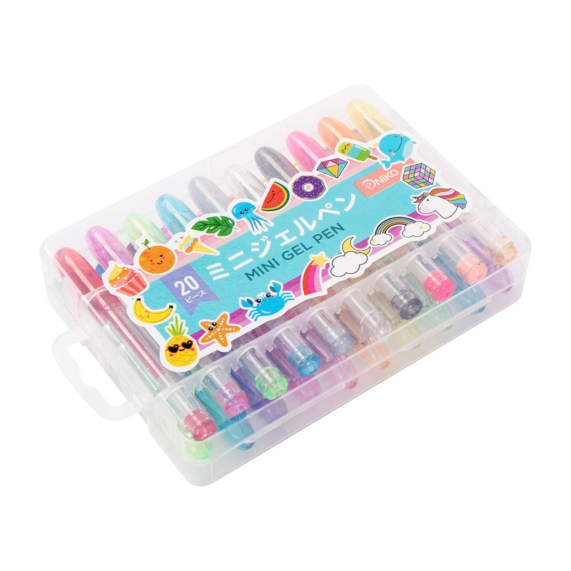 Minago Mini Gel Pens 20 Glitter Colouring Pens for Kids