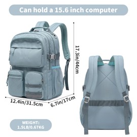 Lohol Water Resistant Backpack with Multifunctional Pockets for Teens, Durable Bookbag fits 15.6 inch Laptop for School Travel College, 25L (Grey Blue)