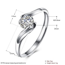 Rockyu Brand Platinum Ring, Women's Ring, One Size Fits Most, 925 Silver, Diamond, whites