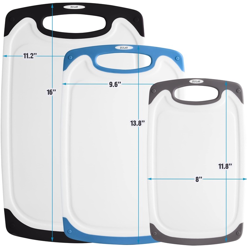 Zulay Cutting Board with Juice Grooves - Plastic White and