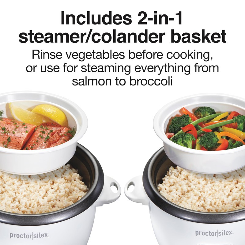 Proctor Silex Rice Cooker & Food Steamer, 10 Cups Cooked