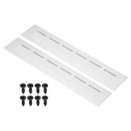 PATIKIL 10 x 2 Inch Door Air Vent Cover, 2pcs Aluminum Grille Ventilation Cover Louvered with Mounting Screws for Cabinet Wardrobe Door, Silver Tone