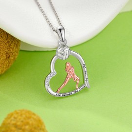 YAFEINI Volleyball Necklace S925 Sterling Silver Heart Volleyball Pendant Necklaces Sports Jewelry Gifts for Women Mom Wife