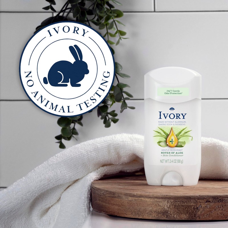 Ivory Aluminum Free Deodorant, Notes of Aloe, 24hr Gentle Deodorant,