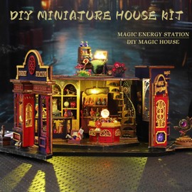 YSWOOD WORLD DIY Miniature House Kit, Mini House Building Kit with LED & Music Movement, DIY Miniature Kit for Adults Teen, Dollhouse Kit, Magic Energy Station
