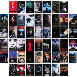 OsouYY OsouYY 50PCS Vintage Classic Movie Posters Wall Collage Kit, Creepy Scary Horror Movie Decor Aesthetic Pictures, Horror Decor for Home Bedroom Living Wall Decor, 46 Inches