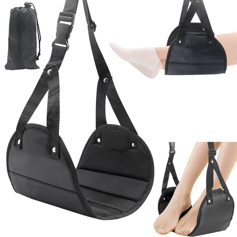 Mumoo Bear Airplane Foot Hammock, Portable Airplane Footrest, Adjustable Foot