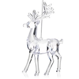 com-four® 4 x Acrylic Christmas Tree Hangers, Reindeer Christmas Hangers for Christmas Tree, Windows and Doors, Christmas Tree Decorations and Festive Decoration for Hanging (Transparent, Reindeer)
