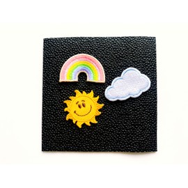 TH Set of 3 Tiny Mini Cute Little Sun Cloud and Rainbow Pastel Sew Iron on Embroidered Applique Badge Sign Patch Clothing Costume