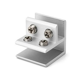 QWORK® Pack of 4 90 Degree Glass Holder Glass Clamp, Aluminium Glass Shelf Support Clamp for 9-12 mm Thickness