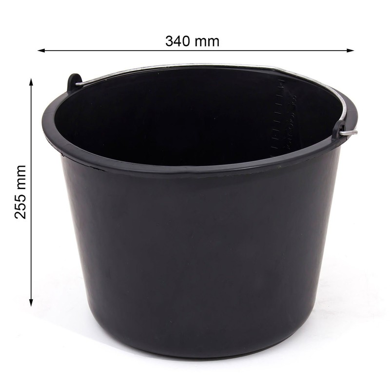 3x 16 ltr building bucket with metal handle, 7 sizes
