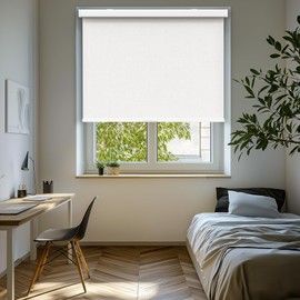 GENIMO 100% Blackout Blinds for Indoor Windows, Cordless Window Shades, Jacquard Thermal Insulated, UV Protection Fabric, Window Blinds for Home, Office, Bedroom, Easy to Install, White, 23" W X 72" H