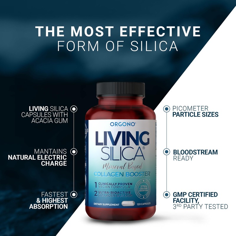 Living Silica ORGONO Mineral-Based Collagen Booster Capsules | Silica-Based |