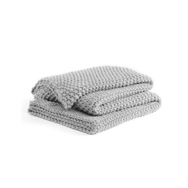 YnM Chunky Cotton Knit Throw Blanket, Medium Weight Cable Knit Throws for Bed Couch Sofa, Comfy & Relaxing, Decorative Piece for Farmhouse Boho Rustic Scandinavian Chic Vibe, Quarry Grey 60x80 Inches