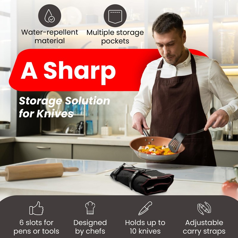 OuiChef Chef Knife Bag for 10 Knives & Utensils -