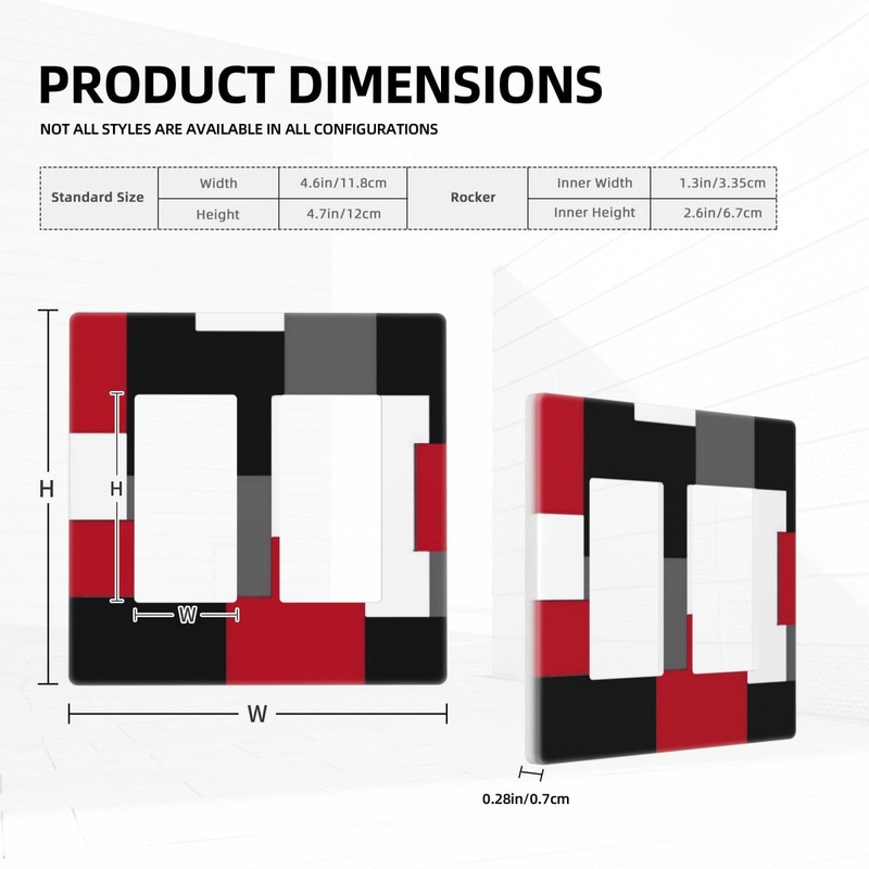 Red Black White Grey Geometric Abstract 2 Gang Double GFCI