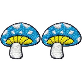 Ranger Return Juego de 2 pequeños parches bordados con forma de seta, color azul (MUSH-BL03-MINI2)