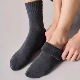 6 Pairs Merino Wool Socks for Men Thick Warm Thermal Winter Striped Dress Hiking Crew Men Socks Size 9-14