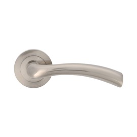 Amig - Set of Handles with Rosette in Zamak for Doors | MIKA Model | Ø52 mm | 8 mm Square | Elegant and Simple Design | Brushed Nickel Aluminium