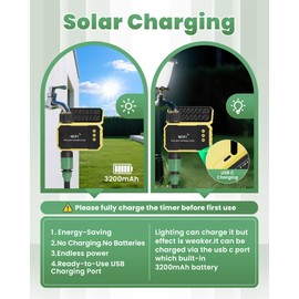 Solar WiFi Sprinkler Timer, Smart Outdoor Water Timer for Garden Hose with Rain Delay/Automatic/Manual Watering System for Lawn Yard, APP Remote Voice Control Via 2.4Ghz WiFi No Need Hub