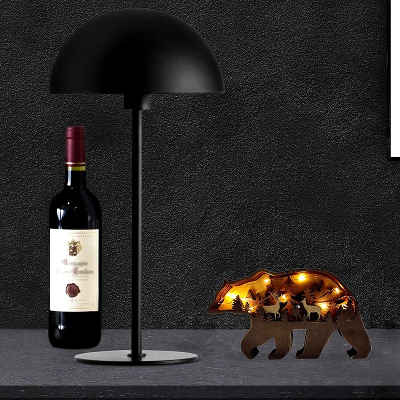 Zagxuade Wooden Brown Bear Decor with Light, Forest Animals Table