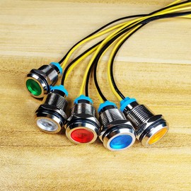 Gebildet 5pcs 12 mm LED Metal Indicator 230VAC Light Waterproof Signal Lamp (Green/Orange/Red/Blue/White)