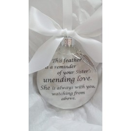 Sister Memorial with Charm Feather is a Reminder In Memory Christmas Ornament Sympathy Gift