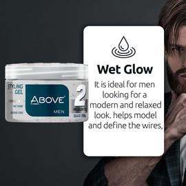 ABOVE Hair Gel For Men, Styling Gel- Alcohol Free Strong Hold Hair Gel- Fix Styling Gel- Men's Hair Gel For all Hair Types, 10.6 oz
