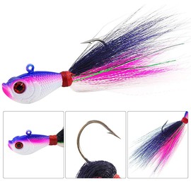 Bucktail Jig Fluke Lures Saltwater Freshwater Fishing Baits Assorted Kit for Bass Striper Bluefish Surf Fishing Size 1/2 OZ by Shaddock Fishing - Pack of 3(Mixed-Color)