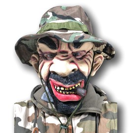 Rubber Johnnies Drill Sergeant Mask Full Metal Army Captain Platoon Camo Hat Costume