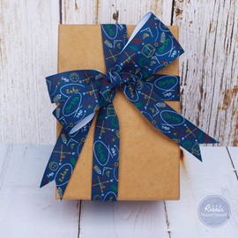 Ribbli Grosgrain Back to School Chalkboard Craft Ribbon,7/8-Inch,10-Yard Spool, Dark Blue/Yellow/Red/Green/White,Use for Teacher Appreciation Gift,School Decoration,Wreath,Gift Wrapping