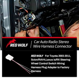 RED WOLF for Toyota 2003-2011, Scion/RAV4,Lexus is/RX Steering Wheel Control Switch Wiring Harness Plug Adapter to Factory Harness