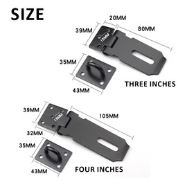 2 Black Padlock Reels, Shed Lock Reels, Stainless Steel Bolts, Latch Hasp, Shed Door Latches, Stainless Steel Door Locks for Front Doors, Cabinets, Drawers, Windows, Garage