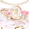 170-Piece Rose Gold Sweet 16 Birthday Decorations for Girls, Disposable