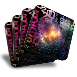 Destination Vinyl ltd Great Coasters (Set of 4) Square - Maths Science Fiction Drink Glossy Coasters/Tabletop Protection for Any Table Type #2575