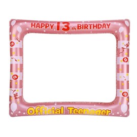 13th Birthday Photo Booth Props,Rose Gold Inflatable Selfie Frame Picture Frame,Giant Inflatable Party Photo Booth Frame 13th Birthday Decorations for Girls Party Decor Supplies Womens Favor Gift