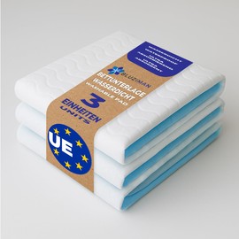 BLUZIMAN® Inkontinenz Bettunterlage Wasserdicht, Inkontinenzunterlage Waschbar Gefertigt in Europa, Unterlagen Bett Inkontinenz Oeko-TEX, Pipi Matten für hunde Kinder Erwachsene (80x90cm, Pack 3)
