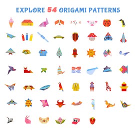 Origami Kit for Kids Ages 8-12, 116 Sheets Paper with 54 Patterns & Guiding Book, Art and Craft Gifts for Birthdays, Christmas, Travel