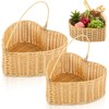 Qinyoung 2 Pcs Heart Wicker Picnic Basket with Handle Medium