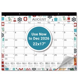 CRANBURY Large 22x17 Desk Calendar 2025-2026, Use Now to Dec 2026 as Big Deskpad Calendar or Extra Large Hanging Wall Planner, Colorful Seasonal Designs, Includes Stickers