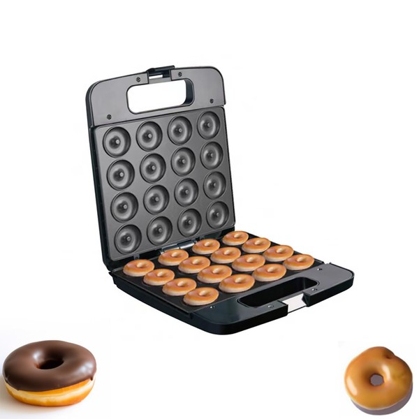 Mini Donut Maker, 1400w Donut Maker Machine, Can Make 16 Donuts, Heated on Both Sides, Non-stick Pan, Suitable for Family Gatherings, Dessert Making for Couples, Dessert Shop (Black)