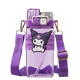 OMEIU Store Water Bottle Reusable Kids 520ml PP with Two Lids Leak Proof with straw Lid BPA Free Drinking bottle (Purple)