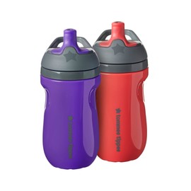 Tommee Tippee Insulated Sportee Water Bottle for Toddlers, Spill-Proof, 260ml, 12m+, Pack of 2, Purple and Raspberry