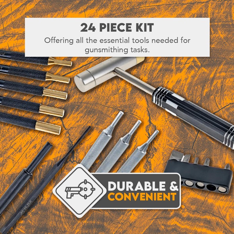 SE 24-Piece Tool Kit with Dual Head Hammer, Interchangeable Bits,